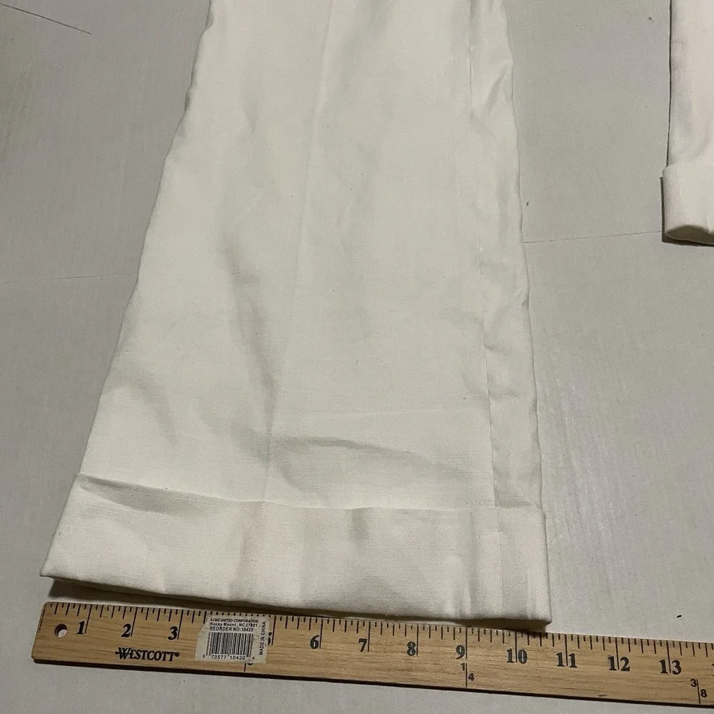 Banana Republic Harrison Linen Blend Wide Leg Pants Ivory Women's 12 X 32 Cuffed